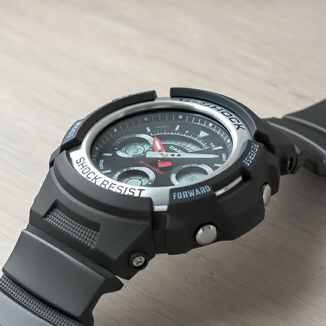 【10年保証】CASIO G-SHOCK カシオ Gショック AW-590-1A 腕時計 メンズ キッズ 子供 男の子 アナデジ 防水 ブラック 黒 シルバー格安通販　バレンタイン　人気　ランキング