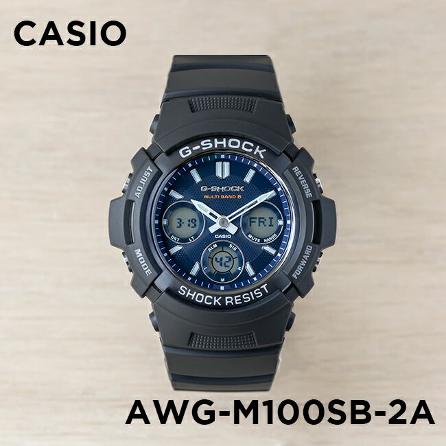 【10年保証】CASIO G-SHOCK カシオ Gショック AWG-M100SB-2A 腕時計 メンズ キッズ 子供 男の子 アナデジ 電波 ソーラー ソーラー電波時計 防水 ブラック 黒 ネイビー