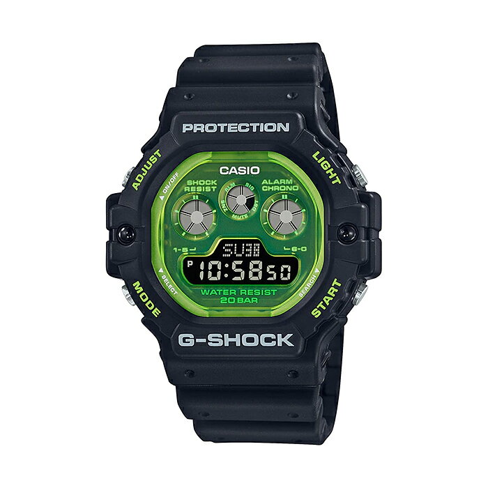 楽天つきのとけいてん【10年保証】CASIO G-SHOCK カシオ Gショック DW-5900TS-1 腕時計 時計 ブランド メンズ キッズ 子供 男の子 デジタル 日付 カレンダー 防水 グリーン 黄緑 ブラック 黒 ギフト プレゼント