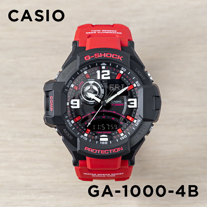 【10年保証】CASIO G-SHOCK カシオ Gショック スカイコックピット GA-1000-4B 腕時計 時計 ブランド メンズ キッズ 子供 男の子 アナデジ 日付 カレンダー 防水 ブラック 黒 レッド 赤 ギフト プレゼント