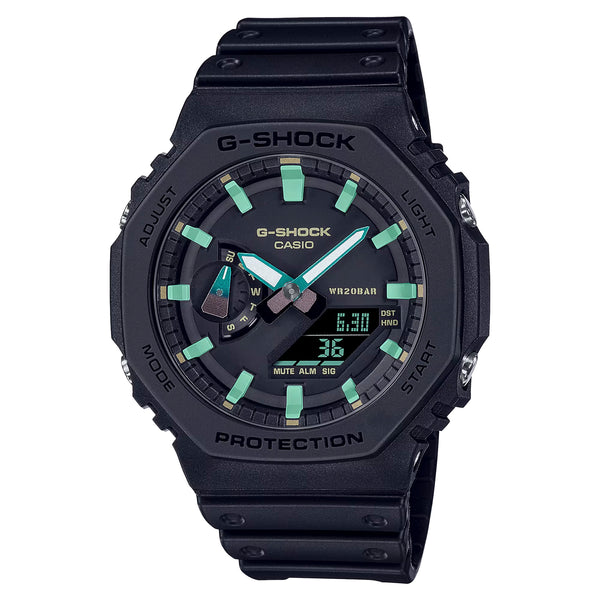 楽天つきのとけいてん【10年保証】CASIO G-SHOCK カシオ Gショック GA-2100RC-1A 腕時計 時計 ブランド メンズ キッズ 子供 男の子 アナデジ 日付 カレンダー 防水 ブラック 黒 グリーン カシオーク ギフト プレゼント