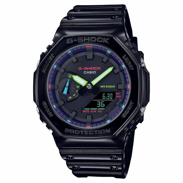 楽天つきのとけいてん【10年保証】CASIO G-SHOCK カシオ Gショック GA-2100RGB-1A 腕時計 時計 ブランド メンズ キッズ 子供 男の子 アナデジ 日付 カレンダー 防水 ブラック 黒 カシオーク ギフト プレゼント