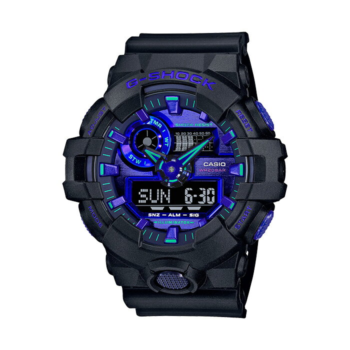 【10年保証】【日本未発売】CASIO G-SHOCK カシオ Gショック GA-700VB-1A 腕時計 時計 ブランド メンズ キッズ 子供 男の子 アナデジ 日付 カレンダー 防水 ブラック 黒 ブルー 青 海外モデル ギフト プレゼント