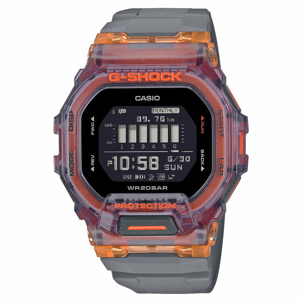 楽天つきのとけいてん【10年保証】CASIO G-SHOCK G-SQUAD カシオ Gショック Gスクワッド GBD-200SM-1A5 腕時計 時計 ブランド メンズ キッズ 子供 男の子 デジタル ランニングウォッチ 歩数計 万歩計 スマホ 連動 日付 防水 グレー スケルトン クリア ギフト プレゼント