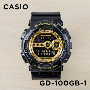 【10年保証】CASIO G-SHOCK カシオ Gショック GD-100GB-1 腕時計 時計 ブランド メンズ キッズ 子供 男の子 デジタル 日付 カレンダー 防水 ブラック 黒 ゴールド 金 ギフト プレゼント