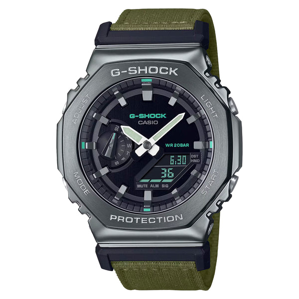 楽天つきのとけいてん【10年保証】CASIO G-SHOCK カシオ Gショック GM-2100CB-3A 腕時計 時計 ブランド メンズ キッズ 子供 男の子 アナデジ 日付 カレンダー 防水 ブラック 黒 カーキ ナイロンベルト カシオーク ギフト プレゼント