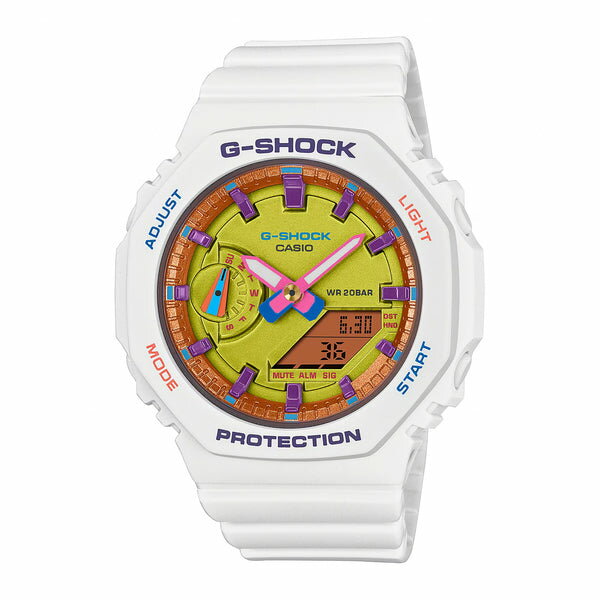 楽天つきのとけいてん【10年保証】CASIO G-SHOCK カシオ Gショック GMA-S2100BS-7A 腕時計 時計 ブランド メンズ レディース キッズ 子供 男の子 女の子 アナデジ 日付 カレンダー 防水 ホワイト 白 イエロー 黄色 カシオーク ギフト プレゼント