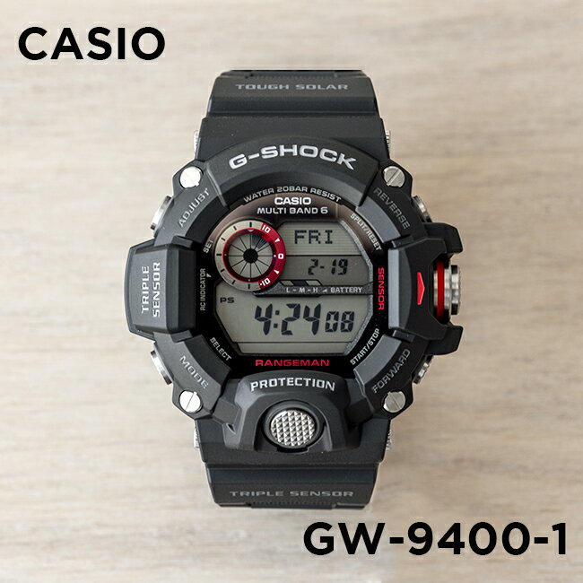 【10年保証】CASIO G-SHOCK カシオ Gショック レンジマン GW-9400-1 腕時計 メンズ キッズ 子供 男の子 デジタル 電波 ソーラー ソーラー電波時計 防水 ブラック 黒