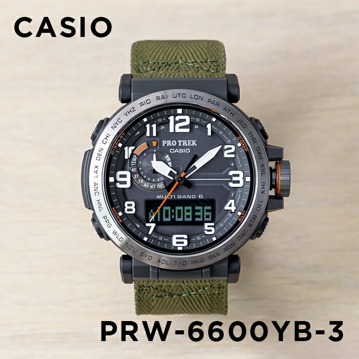 プロトレック 【10年保証】CASIO PROTREK カシオ プロトレック PRW-6600YB-3 腕時計 時計 ブランド メンズ アウトドア 登山 アナデジ 電波 ソーラー ソーラー電波 日付 防水 黒 カーキ ナイロン ギフト プレゼント