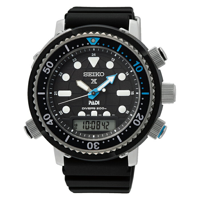 SEIKO PROSPEX DIVER SCUBA セイコー プロスペックス ダイバースキューバSNJ035 腕時計 時計 ブランド メンズ キッズ 男の子 逆輸入 ダイバーアナデジ ソーラー 日付 カレンダー 防水 ブラック 黒 PADI 海外モデル ギフト プレゼント