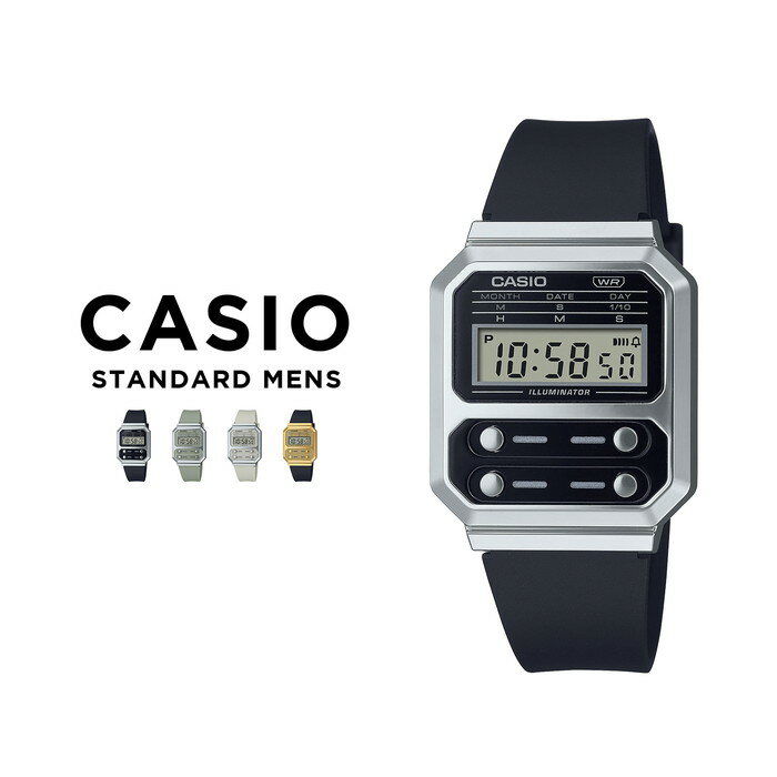 【10年保証】CASIO STANDARD MENS カシオ スタンダード A100WEF.WEFG 腕時計 時計 ブランド メンズ キッズ 子供 男の子 チープカシオ チプカシ デジタル 日付 シルバー 銀 ブラック 黒 カーキ 緑 ベージュ ゴールド 金 くすみカラー 海外モデル ギフト プレゼント