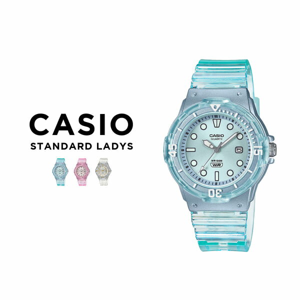 【10年保証】【日本未発売】CASIO STANDARD LADYS カシオ スタンダード LRW-200HS 腕時計 時計 ブランド レディース キッズ 子供 女の子 チープカシオ チプカシ アナログ 日付 防水 ホワイト 白 青 ピンク かわいい スケルトン クリア 海外モデル ギフト プレゼント