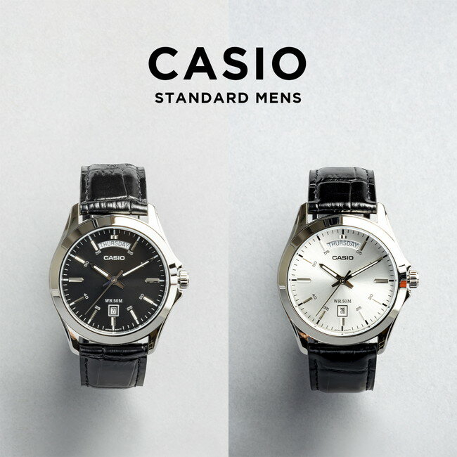 【10 OFF】【10年保証】【日本未発売】CASIO STANDARD MENS カシオ スタンダード MTP-1370L 腕時計 時計 ブランド メンズ チープカシオ チプカシ アナログ 日付 シルバー ブラック 黒 ホワイト 白 レザー 革ベルト 海外モデル ギフト プレゼント