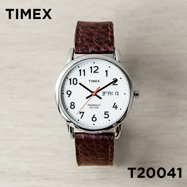 【日本未発売】TIMEX タイメックス イージーリーダー デイデイト 35MM T20041 腕時計 メンズ レディース アナログ シルバー ホワイト 白 レザー 革ベルト 海外モデル格安通販　バレンタイン　人気　ランキング