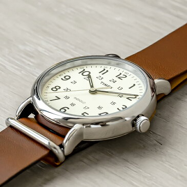 TIMEX WEEKENDER 40MM MENS タイメックス ウィークエンダー 40MM メンズ T2P495 腕時計 レディース アナログ ブラウン 茶 アイボリー レザー 革ベルト