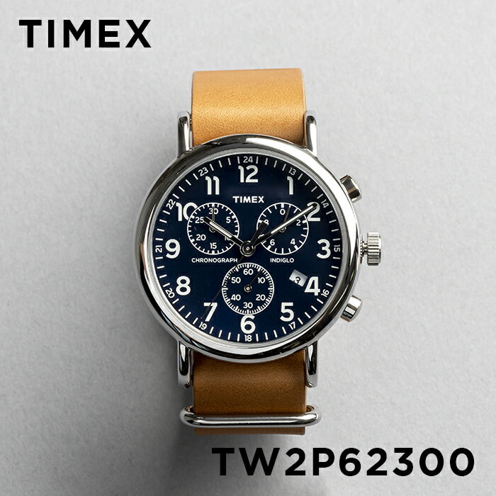 TIMEX WEEKENDER タイメックス ウィークエンダー クロノグラフ 40MM TW2P62300 腕時計 時計 ブランド メンズ ミリタリー アナログ シルバー ネイビー レザー 革ベルト ギフト プレゼント