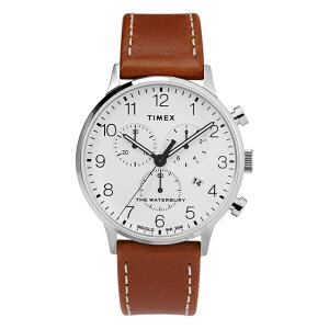 【日本未発売】TIMEX WATERBURY タイメックス ザ ウォーターベリー クラシック クロノグラフ 40MM TW2T28000 腕時計 時計 ブランド メンズ ミリタリー アナログ ホワイト 白 ブラウン 茶 レザー 革ベルト 海外モデル ギフト プレゼント