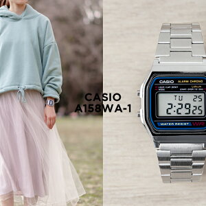 【10年保証】CASIO カシオ スタンダード A158WA-1 腕時計 メンズ レディース キッズ 子供 男の子 女の子 チープカシオ チプカシ デジタル 日付 シルバー ブラック 黒