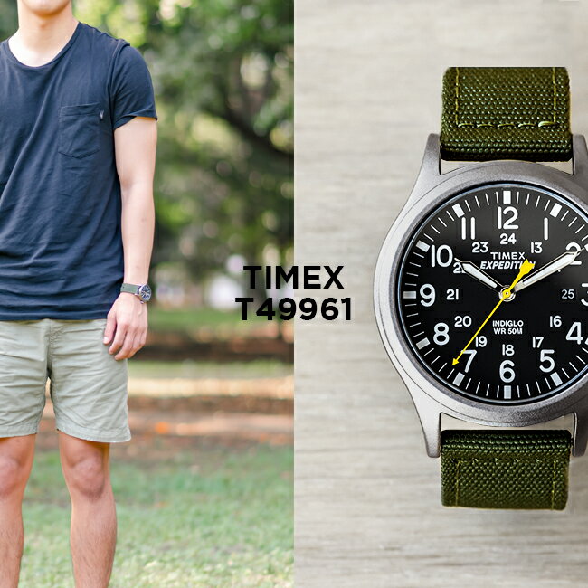 腕時計 メンズ（10000円程度） TIMEX EXPEDITION タイメックス エクスペディション スカウト 40MM T49961 腕時計 時計 ブランド メンズ レディース ミリタリー アナログ カーキ ブラック 黒 ナイロンベルト ギフト プレゼント