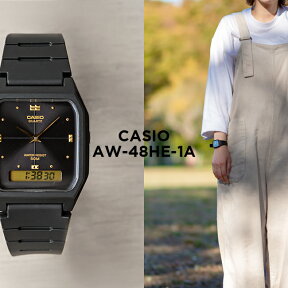 【10年保証】【日本未発売】CASIO STANDARD カシオ スタンダード AW-48HE-1A 腕時計 時計 ブランド メンズ レディース キッズ 子供 男の子 女の子 チープカシオ チプカシ アナデジ 日付 カレンダー ブラック 黒 海外モデル ギフト プレゼント