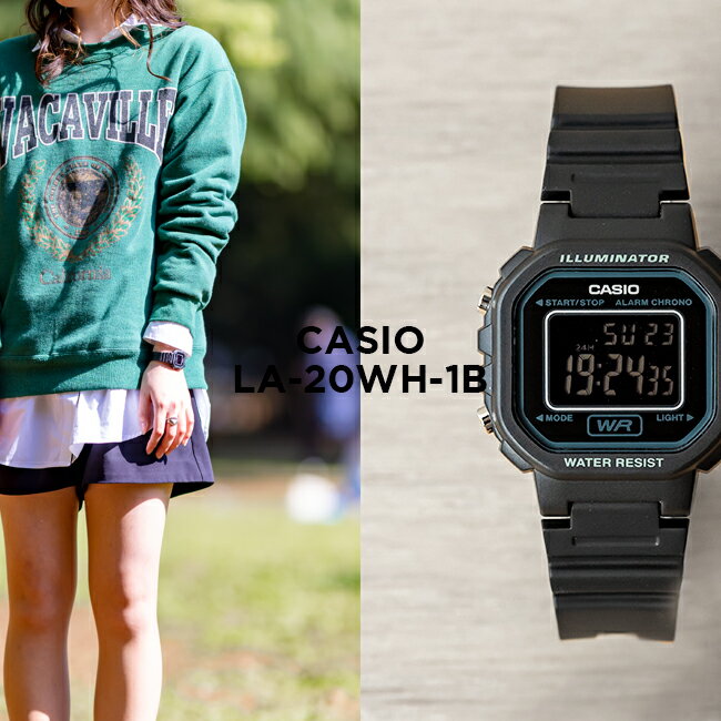 カシオ 腕時計 女の子 【10年保証】【日本未発売】CASIO STANDARD カシオ スタンダード LA-20WH-1B 腕時計 時計 ブランド レディース キッズ 子供 女の子 チープカシオ チプカシ デジタル 日付 カレンダー ブラック 黒 海外モデル ギフト プレゼント