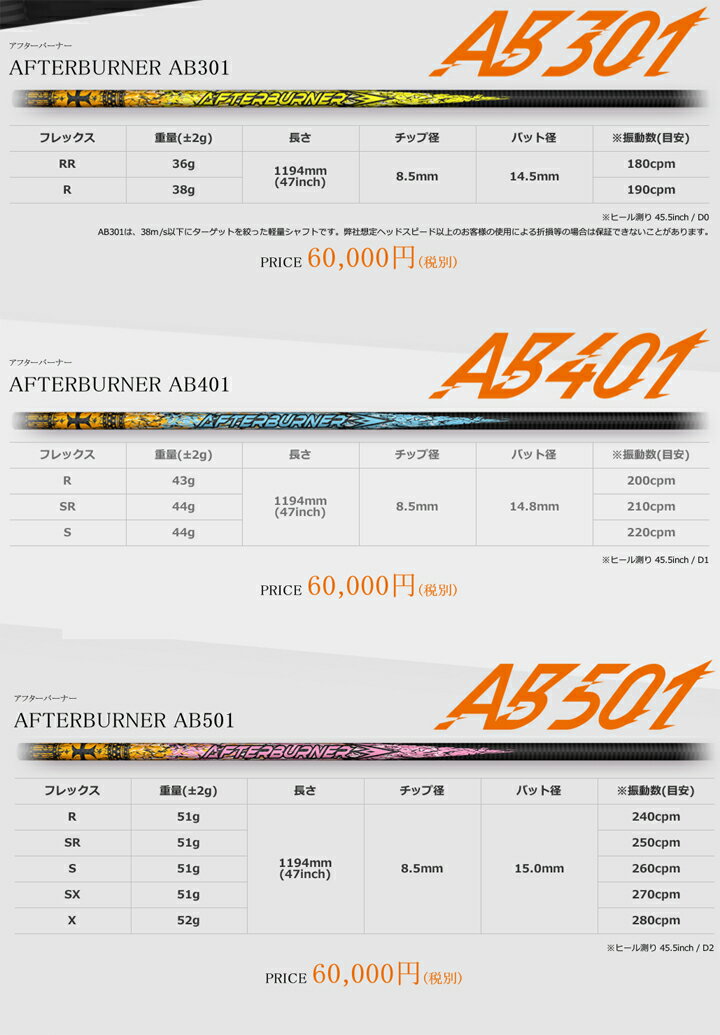 PING/ピン Gシリーズ/G30純正スリーブ付シャフト trpx/トリプルエックス アフターバーナー/AFTERBURNER ウッド用シャフト AB301 AB401 AB501 AB601 通販格安セール情報 楽天 通販