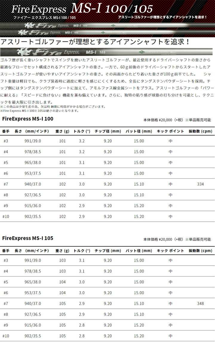 【リシャフト】Fire Express/ファイアーエクスプレス MS-I アイアンシャフト MSI エムエスアイ COMPOSITE TECHNO/コンポジットテクノ ファイヤーエクスプレス 【工賃・指定グリップ無料】