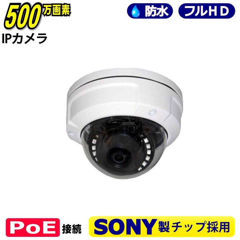 防犯カメラ SONY製 POE 500万画素 IP（LAN接続）防水 5M 3M 1080P ドーム型 フルHD 高画質 監視カメラ 屋外 屋内 赤外線 夜間撮影 3.6mmレンズ