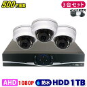 防犯カメラ 500万画素 4CH DVRレコーダー SONY製 ドームカメラ 3台セット HDD 1TB AHD 高画質 録画 屋外 屋内 赤外線 夜間撮影 3.6mmレンズ(3)