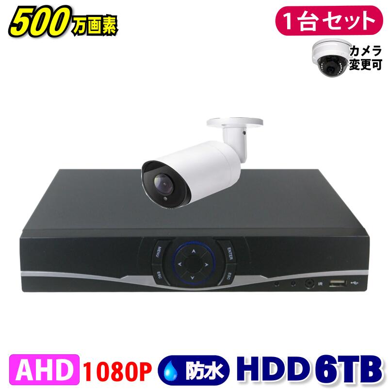 防犯カメラ 500万画素 4CH DVR レコーダー SONY製 カメラ 1台セット HDD 6TB AHD 高画質 録画 屋外 屋内 赤外線 夜間撮影 3.6mmレンズ