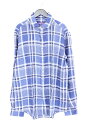 ラルフローレンパープルレーベル/Ralph Lauren Purple Label リネンワイドカラーチェック長袖シャツ(M/ブルー調)【99】【メンズ】【112171】【中古】【準新入荷】BS99bb51#rinkan*S