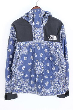シュプリーム/SUPREME ×ノースフェイス 【14AW】【Bandana Mountain Parka】ペイズリーバンダナ柄マウンテンパーカージャケット(S/ネイビー)【OM10】【メンズ】【812171】【中古】bb143#rinkan*S