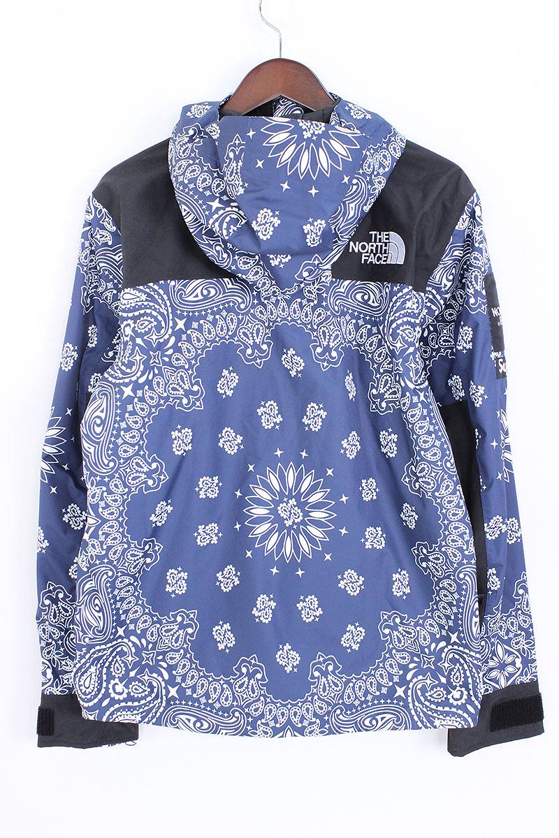 シュプリーム/SUPREME　×ノースフェイス 【14AW】【Bandana Mountain Parka】ペイズリーバンダナ柄マウンテンパーカージャケット(S/ネイビー)【OM10】【メンズ】【812171】【中古】bb143#rinkan*S