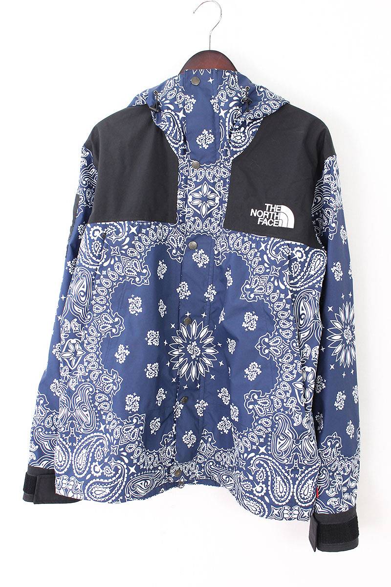 シュプリーム/SUPREME　×ノースフェイス/THE NORTH FACE 【14AW】【Bandana Mountain Parka】ペイズリーバンダナ柄マウンテンパーカージャケット(L/ネイビー)【FK04】【メンズ】【033081】【中古】bb182#rinkan*B