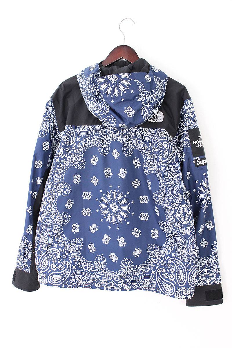 シュプリーム/SUPREME　×ノースフェイス/THE NORTH FACE 【14AW】【Bandana Mountain Parka】ペイズリーバンダナ柄マウンテンパーカージャケット(L/ネイビー)【FK04】【メンズ】【033081】【中古】bb182#rinkan*B