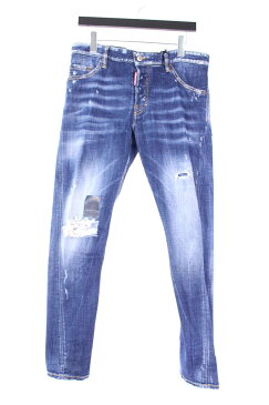 ディースクエアード/DSQUARED2　【17AW】【S71LB0332 SEXY TWIST JEAN】ダメージ・リペア加工ストレッチスキニーデニムパンツ(50/ブルー)【BS99】【メンズ】【706081】【中古】【P】[less]bb51#rinkan*S