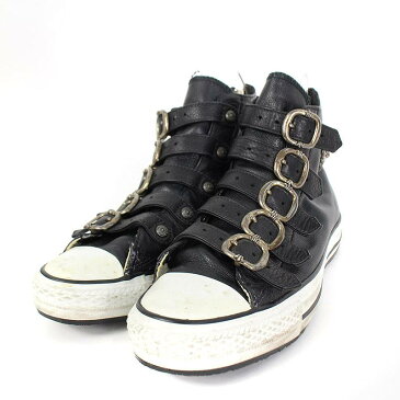 クロムハーツ/Chrome Hearts ×コンバース/CONVERSE ガンスリンガーベルトレザーハイカットスニーカー(25.5cm/ブラック×シルバー)【SS07】【メンズ】【小物】【907081】【中古】【P】bb51#rinkan*B