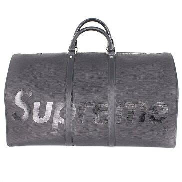 シュプリーム/SUPREME　×ルイヴィトン/LOUISVUITTON 【17AW】【LV Keepal Bandouliere 55】エピレザーキーポルボストンバッグ(55/ブラック)【SB01】【小物】【018081】【中古】bb51#rinkan*S