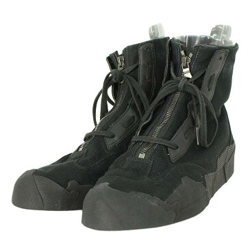 ヨウジヤマモトプールオム/YOHJI YAMAMOTO POUR HOMME ×アディダス/adidas 【18SS】ロゴ刺繍フロントジップジオメトリックハイカットスニーカー(27cm/ブラック×ブラック)【SB01】【メンズ】【小物】【428081】【中古】【P】bb93#rinkan*A