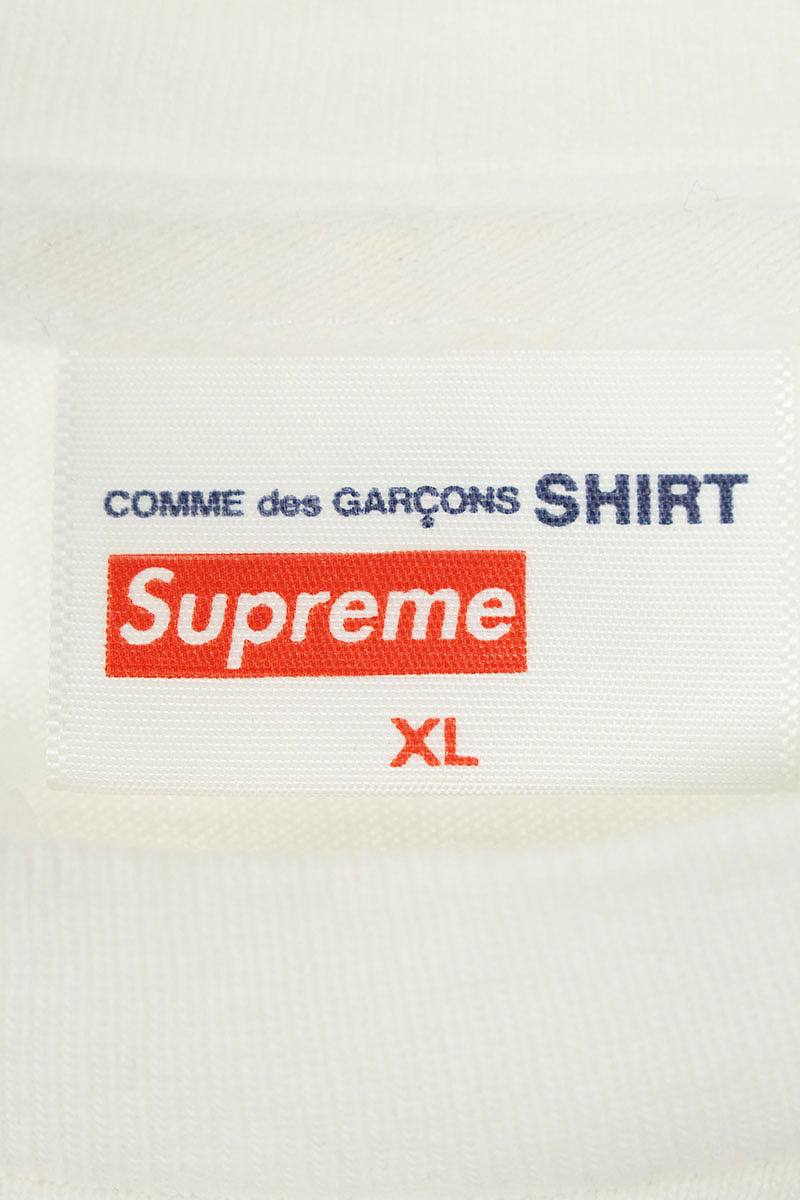 シュプリーム/SUPREME　×コムデギャルソンシャツ/COMME des GARCONS SHIRT 【17SS】【Box Logo Tee】ペーパーアートボックスロゴTシャツ(XL/ホワイト)【NO05】【メンズ】【709081】【中古】bb24#rinkan*B