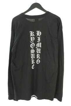 クロムハーツ/Chrome Hearts ×氷室京介 【氷室京介】英字プリント長袖カットソー(L/ブラック×ホワイト)【BS55】【メンズ】【729081】【中古】bb27#rinkan*A