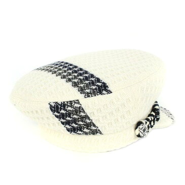 シャネル/CHANEL 【18AW】ツイードキャスケット(M/ホワイト×ネイビー)【SK03】【小物】【710181】【中古】bb205#rinkan*B