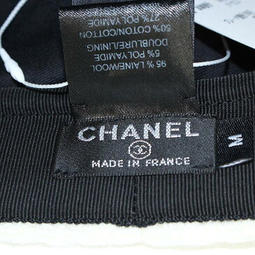 シャネル/CHANEL 【18AW】ツイードキャスケット(M/ホワイト×ネイビー)【SK03】【小物】【710181】【中古】bb205#rinkan*B
