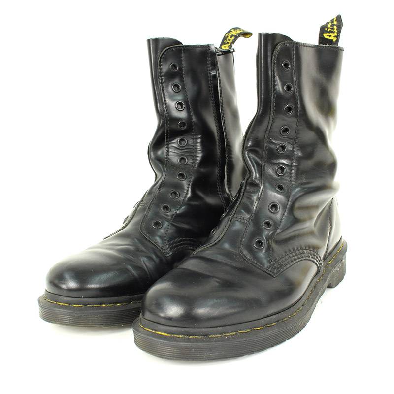 dr martens nyberg black leather embroidered chunky flatform boots