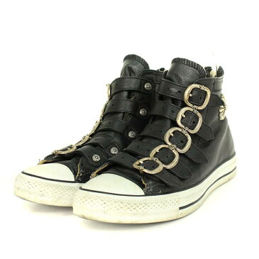クロムハーツ/Chrome Hearts ×コンバース/CONVERSE ガンスリンガーベルトレザーハイカットスニーカー(25cm/ブラック×シルバー)【SJ02】【メンズ】【小物】【011181】【中古】【P】bb30#rinkan*B