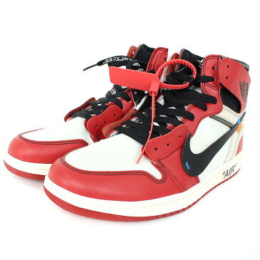 ナイキ/NIKE　×オフホワイト/OFF-WHITE 【NIKE OFFWHITE Air Jordan 1 AA3834-101】エアジョーダン1スニーカー(27.5cm/レッド×ホワイト)【SB01】【メンズ】【小物】【411181】【中古】bb182#rinkan*S