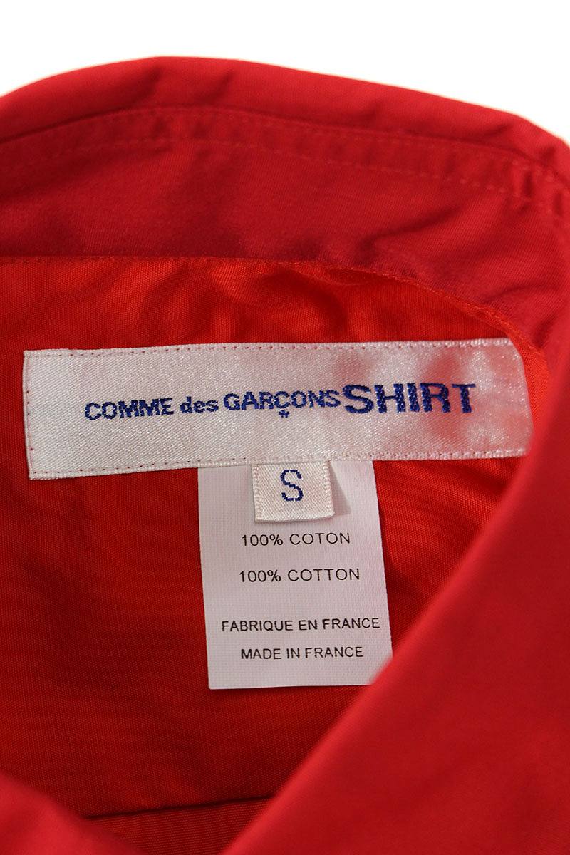 コムデギャルソンシャツ/COMME des GARCONS SHIRT　英字プリントカラー切替ドッキングコットン長袖シャツ(S（JVP)/レッド)【BS99】【メンズ】【101091】【中古】bb18#rinkan*B