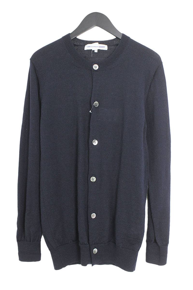 コムデギャルソンシャツ/COMME des GARCONS SHIRT　【18AW】【W26513】ウールクルーネックカーディガン(S/ネイビー)【BS99】【メンズ】【101091】【中古】bb51#rinkan*B