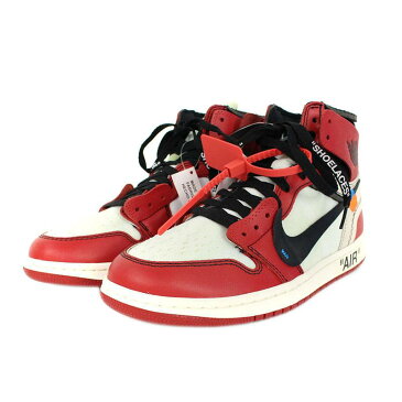 ナイキ オフホワイト/NIKE OFF-WHITE　【Air Jordan 1 AA3834-101】エアジョーダン1スニーカー(25cm/レッド×ホワイト)【HJ12】【メンズ】【小物】【101091】【中古】bb182#rinkan*S