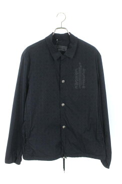 クロムハーツ/Chrome Hearts　【RIGGINS FBRC STRCH VJ】CHプリントクロスボタンナイロンコーチジャケット(XL（JVP）/ブラック×シルバー)【SS07】【メンズ】【605091】【中古】bb17#rinkan*A